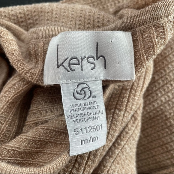Kersh Merino Wool Blend Knit Sweater Pullover Tan Size Medium - Picture 9 of 9
